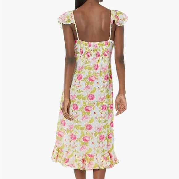 Betsey Johnson XXL Pepper Midi Dress Sonic White Floral Pink Roses NWT 2x new - Picture 10 of 10